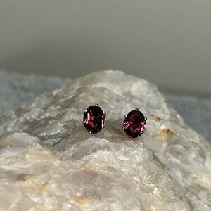 Beautiful Genuine Pyrope Garnet Stud Earrings